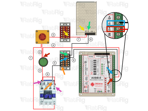 Route the wires on the back of the enclosure as shown.