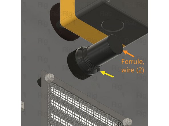 Insert the ferrule end of wire (3) in one of the start button terminals.