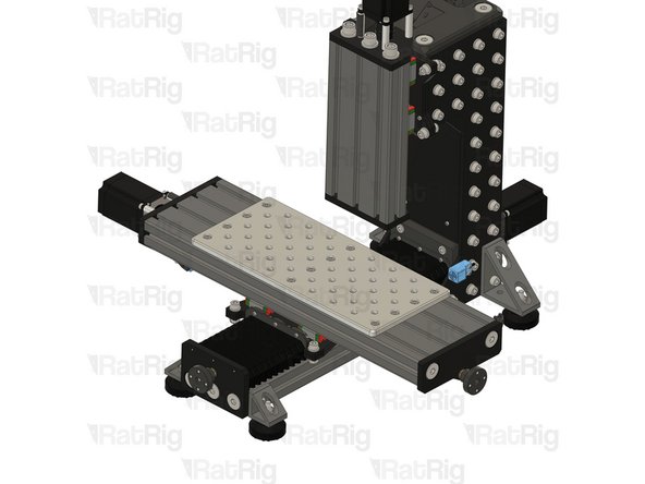 Tighten the screws on the fixture plate assembly to secure it on the X gantry extrusion.