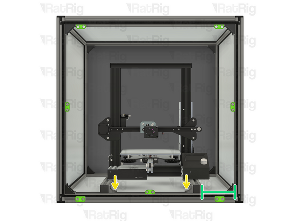 Make sure the rails are parallel with a distance of 307.2 mm.
