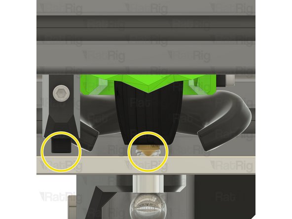 A recommended method to set the correct height is to rest the hot end nozzle on the bed, and then place a cable tie between the bed and the tip of the probe