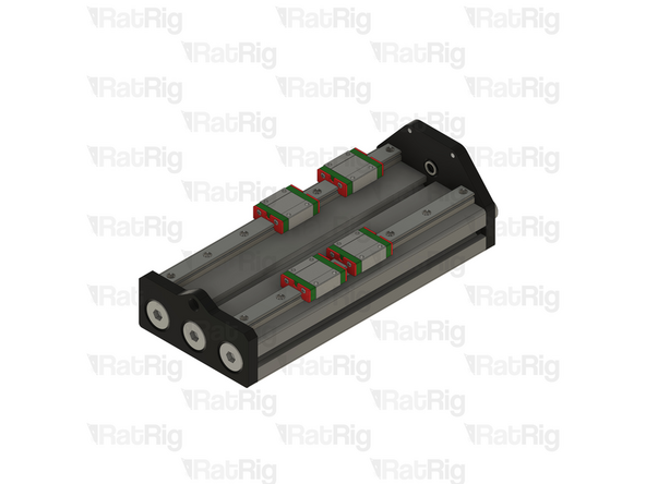 Place the linear rail on to the 40120 extrusion as shown, do not tighten any of the screws at this point