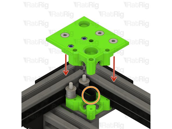 Install the xy_motor_cage_left_top assembly onto the frame as shown