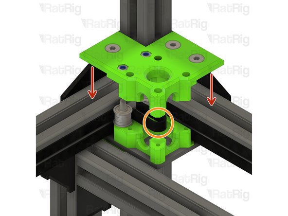 Install the xy_motor_cage_left_top assembly onto the frame as shown