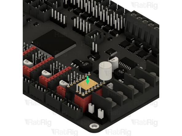 Align the stepper driver as shown with the longest pins facing downwards