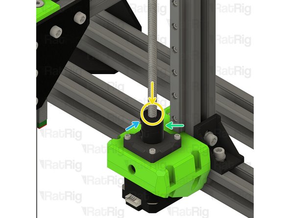 Install the lead screw through the rear bed arm and decoupler