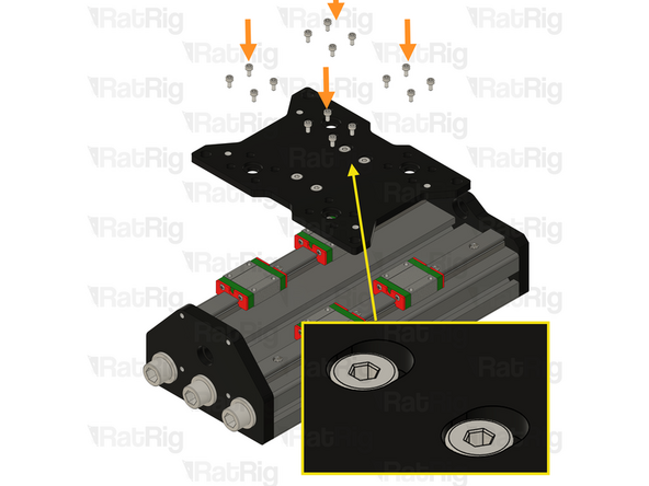 Ensure the M5 screw slots are facing the Rat Rig StrongHold ONE CNC - Z-Axis Bottom 10mm side as shown.