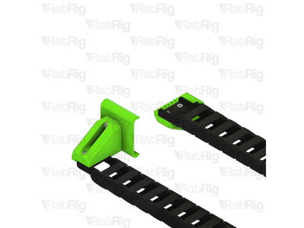 Align the drag chain end with the printed part as shown