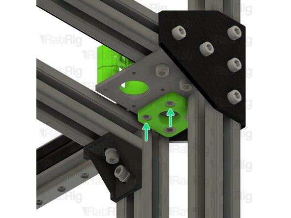 Tighten the three marked M6x14 screws to secure the CoreXY motor cage top to the frame