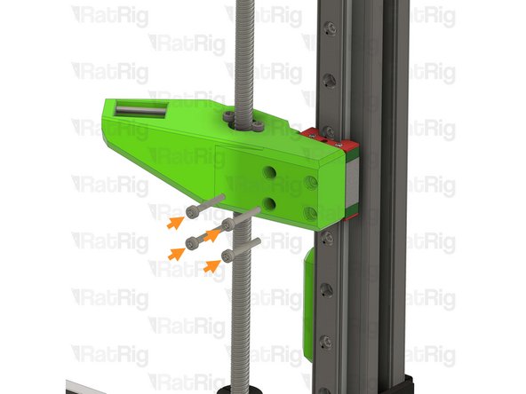 Tighten the four M3x20 Cap Head Screws to secure the arm to the carriage