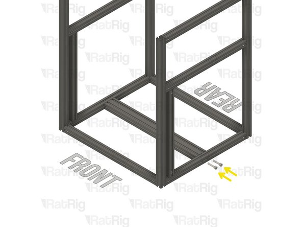 Insert the extrusion on the assembly,  making sure the T-nut pins are aligned with the side extrusion slots.