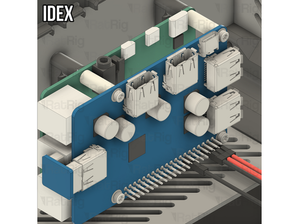 Connect one of the red Raspberry Pi power wires to the rightmost pin on the bottom row of the GPIO header