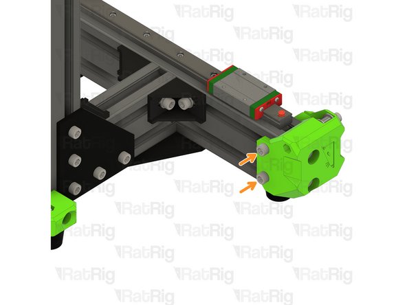 Take care not to over tighten the M8x30 screws as you can damage the printed part or the threads in the 3060 extrusion