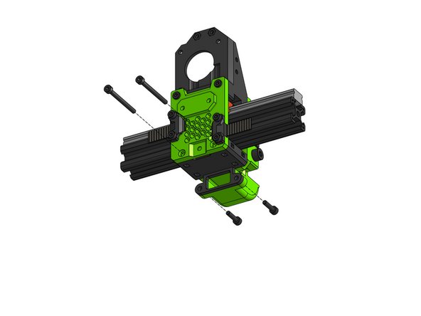 Fasten the M3x12mm screws from the back, which will hold a fan duct.