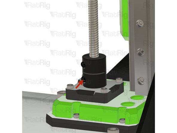 Loosen the bottom screw on the lead screw coupler