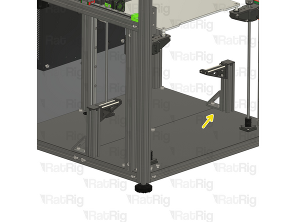 Align the corner bracket of the spool holder with the holes in the base plates.