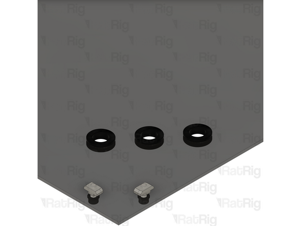 Install a grommet into each of the four marked holes
