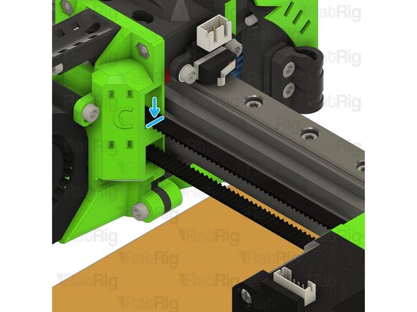 Continue along the underside of the X-axis, passing through the hole in the EVA assembly