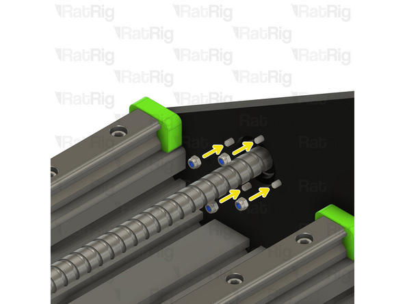 Insert an M4x20 screw through each of the four holes in the FF12 mount and through the idler plate