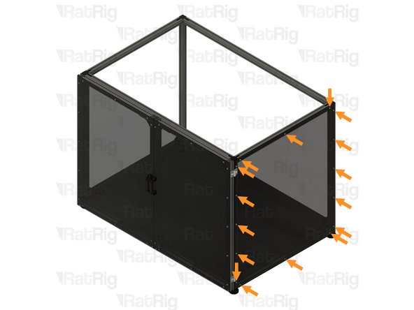 Align the panel assembly to the enclosure as shown