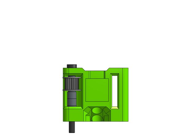 Step by step insert the screw while adding the stack parts onto it: micro shim, toothed idler, micro shim, 2x 6mm spacers, mini shim