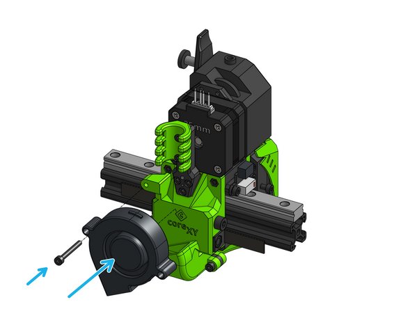 Attach the 5015 layer fan and fasten it with a M3x25mm screw
