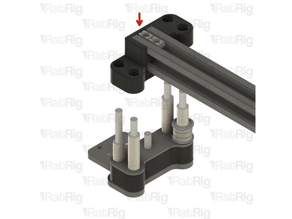 Take the assembly from the previous Step and insert the printed part holes in the aluminium spaces of the left joiner from Step 5
