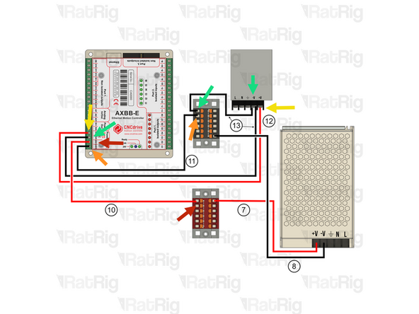 Route the wires on the back of the enclosure as shown.