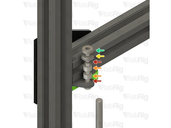 Install the following components from Steps 36 &amp; 37, onto the M5x45 screw in the order shown in the image