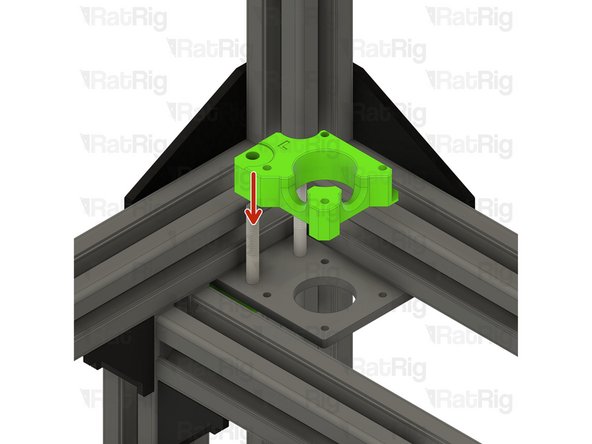 Install the xy_motor_cage_bottom_left printed part as shown