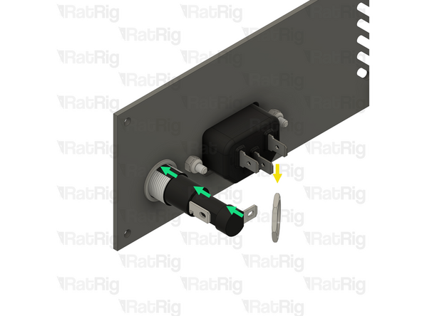 Slide the washer back onto the fuse holder body, positioning it next to the panel as shown