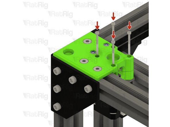Insert the M3x35 screws into the xy_motor_cage_right_top as shown, and fasten them to secure the NEMA17 motor to the mount