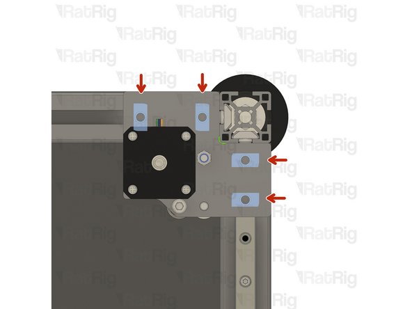 Verify that all T-nuts are aligned with the holes on the Top Y Stepper assembly.