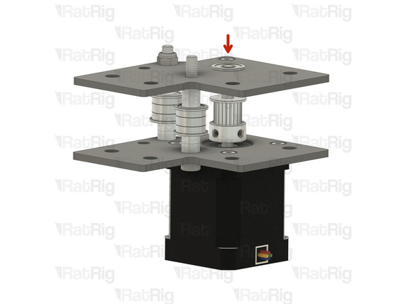 Flip the assembly upside down, ensuring the M5x45 Cap Head Screw can't fall.