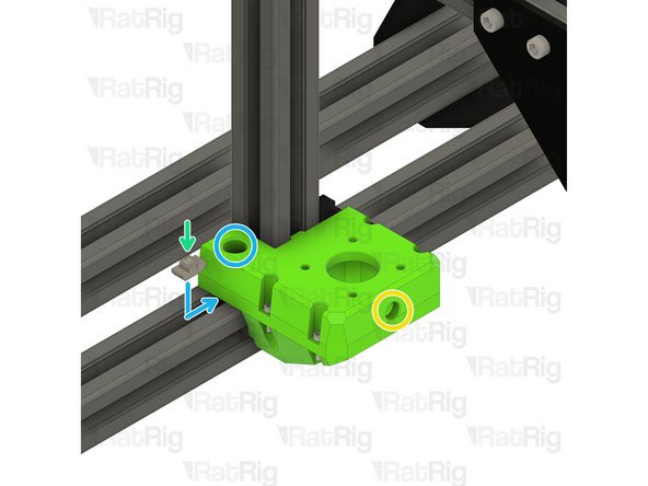Install the rear lead screw motor cage onto the frame as shown