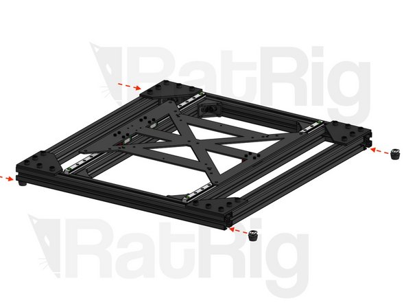 Insert the feet and screw them in, to lock them into position. Do not over-tighten, to prevent deforming the rubber.