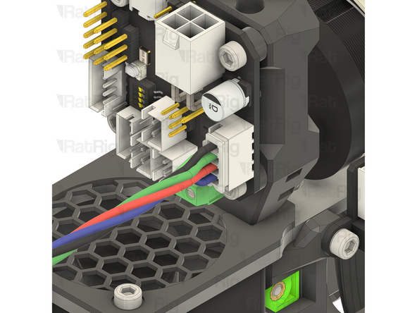Excess cable from the extruder stepper motor can be managed with cable ties