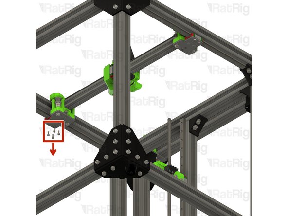 Whilst supporting the x-axis assembly, remove the eight marked M3x8 screws