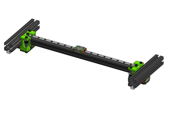 Attach the X gantry to the frame with 8x Cap Head Screws M3x8. Do not tighten those fully yet.