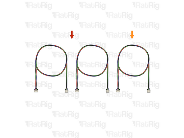 The lengths and SKUs of the Z-axis stepper cables depend on which size of V-Core 4.0 is being assembled: