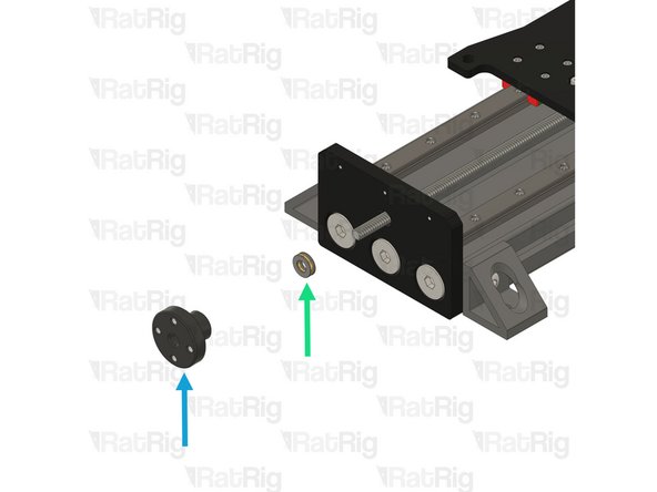Insert the lead screw in the following order: lock collar, precision shim, and ball bearing.