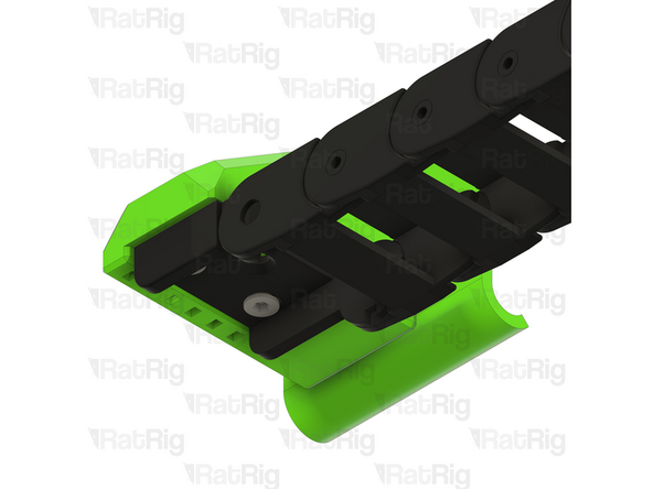 Align the drag chain end with the printed part as shown. Only one of the drag chain ends will fit correctly.