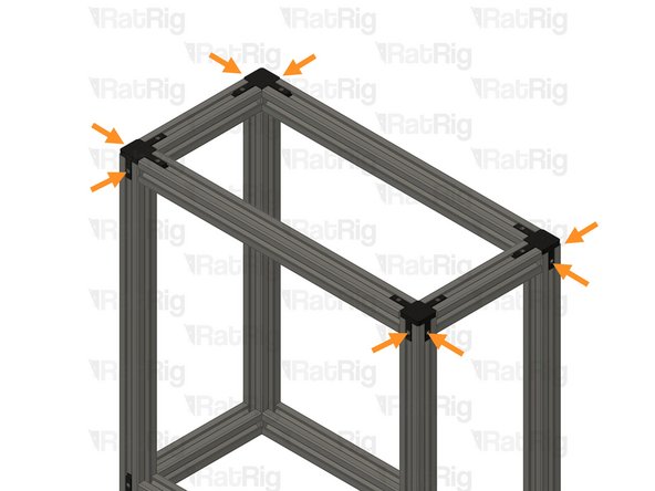 Insert the T-slot Exstrusions in the three way hidden corner as shown.