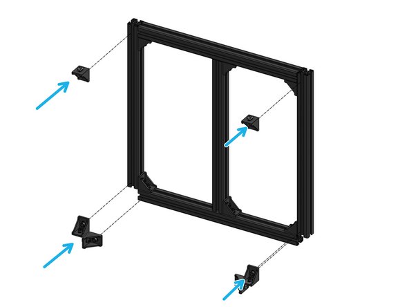Loosely attach 6 corner brackets. Don't worry about alignment, you will adjust their position in a moment.