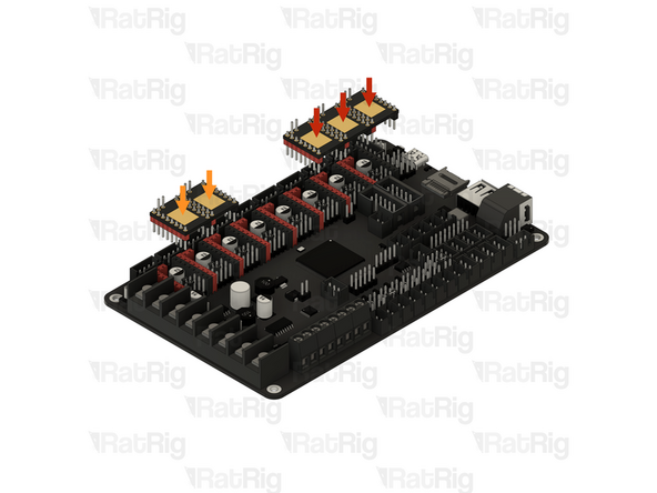 Install a stepper driver into each marked socket