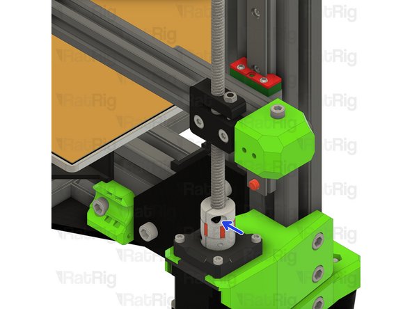 Adjust the position of the anti-backlash nut left or right until the leadscrew is in-line with the Z-axis stepper motor