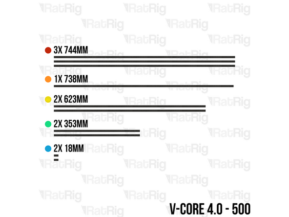 1x 538mm (300) / 638mm (400) / 738mm (500)