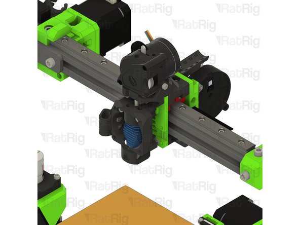 Insert the M3x25 screws through the hot end assembly fasten them to secure it to the EVA assembly