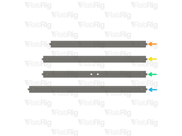 Prepare the following extrusions with quick connectors on both sides: