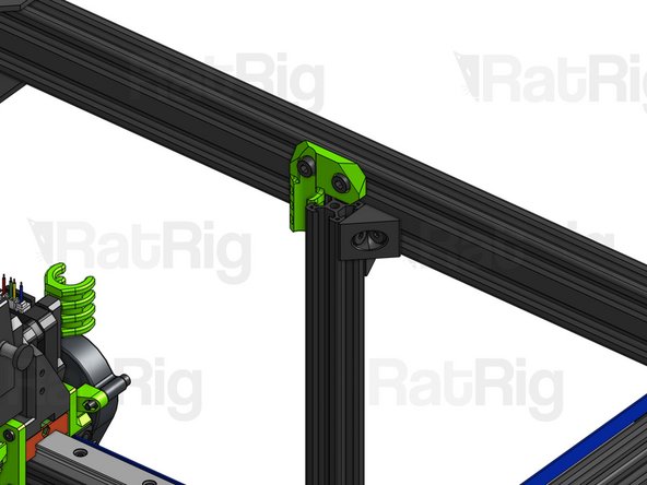 Fit the T-Nuts inside the slot and press the corner of the Back Cable Relief against the corner of the Back 2020 profile. Tighten the screws to secure in place.